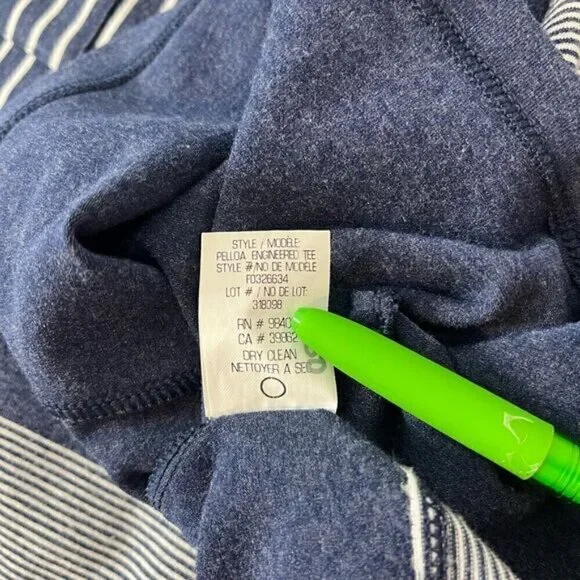 Theory Womens Large Pelloa Engineered Tee T-Shirt Dress Pockets Stripes Navy - Picture 12 of 13